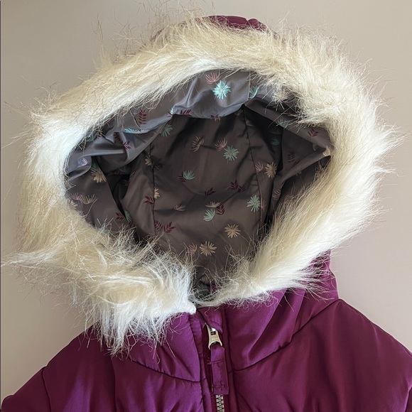Weather Tamer Purple Hooded Fur Trimmed Puffer Jacket Size: 10-12 - Picture 9 of 9